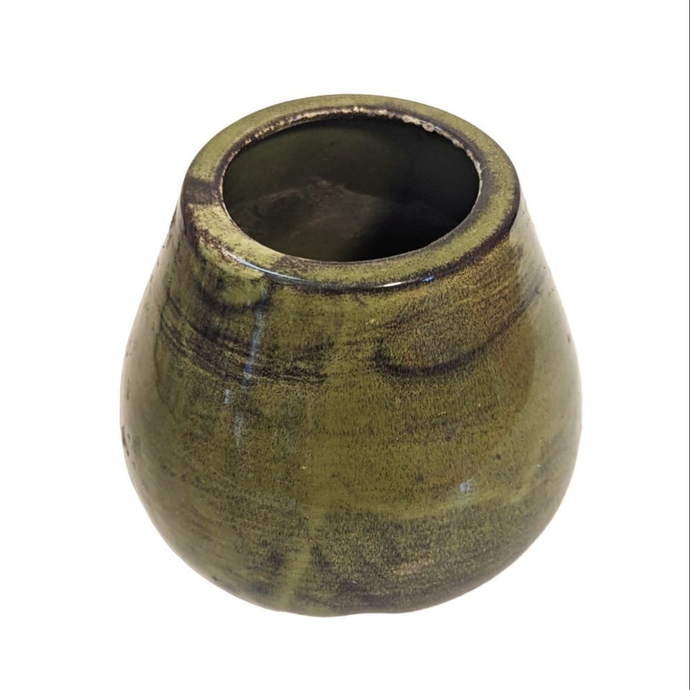 USA Pottery Stoneware Vintage MCM Vase Jar Pot Glaze Holiday Designs #2491‎